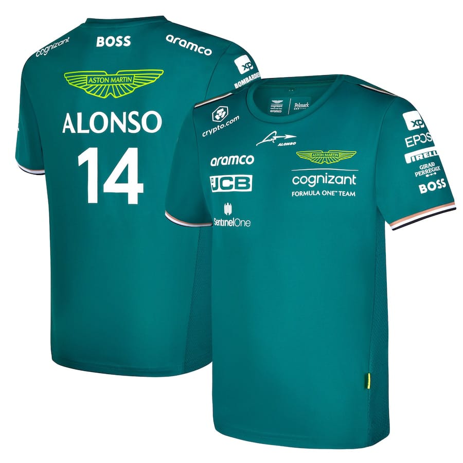 Aston Martin Aramco Cognizant F1 2023 Official Fernando Alonso Team Driver T-Shirt