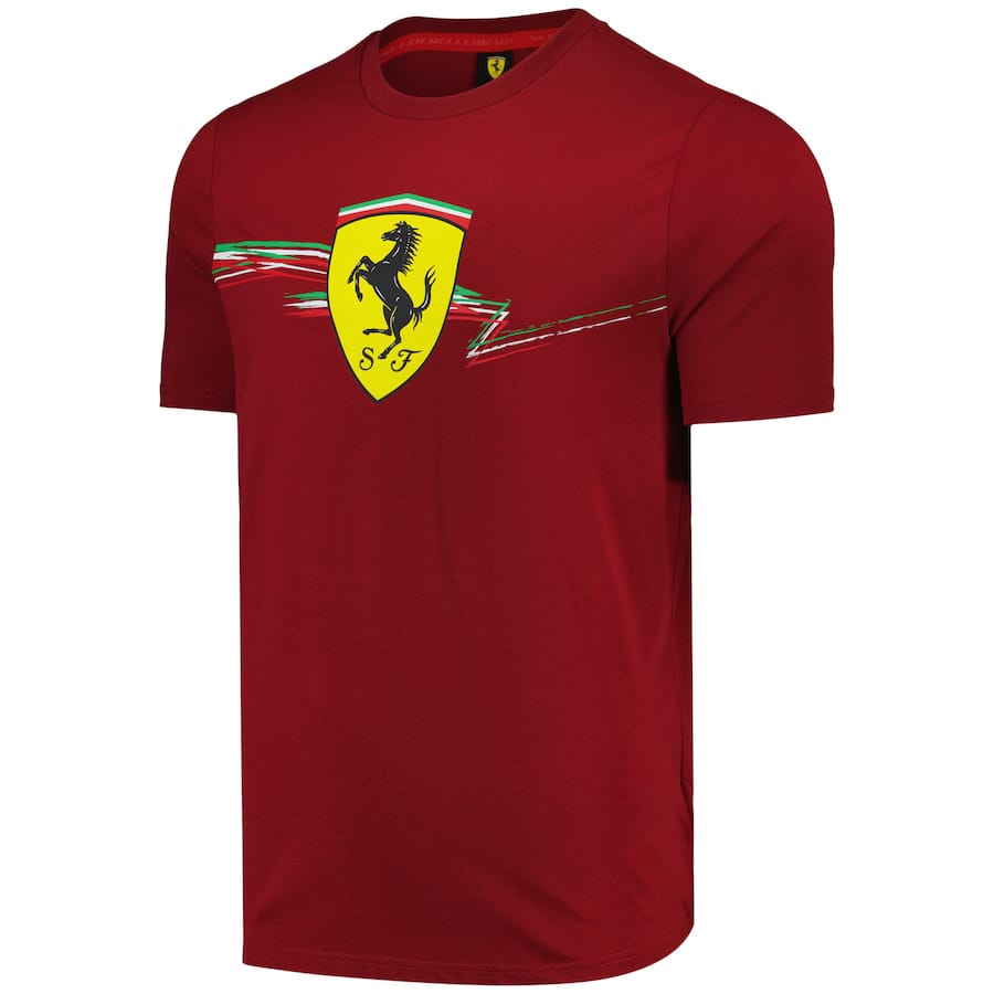 Scuderia Ferrari Race Big Shield T-Shirt by Puma- Red