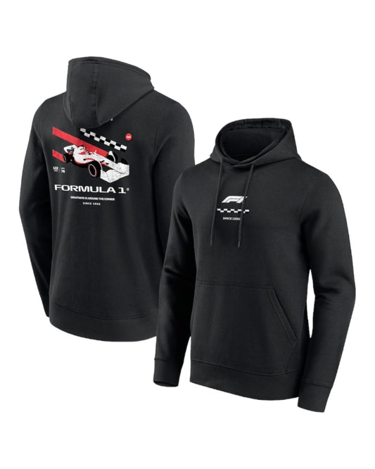 F1 Distressed Car Graphic fleece Hoodie