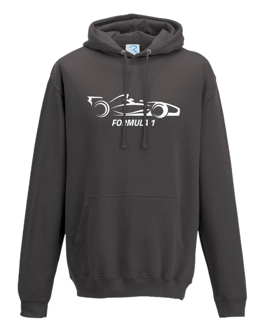 F1 Distressed Car Graphic fleece  grey Hoodie