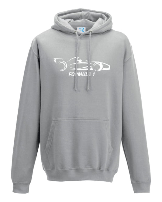 F1 Distressed Car Graphic fleece silver Hoodie