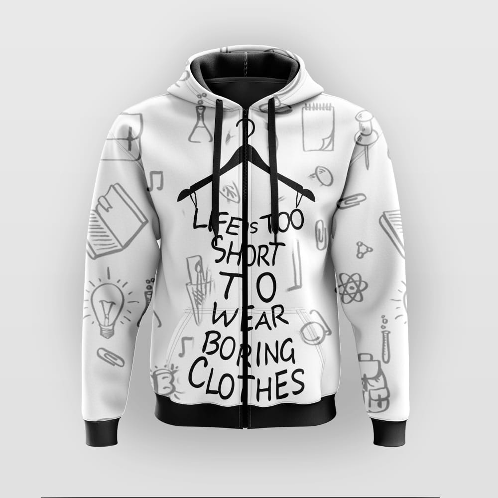 Life Is Short Zipper Hoodie For Men's